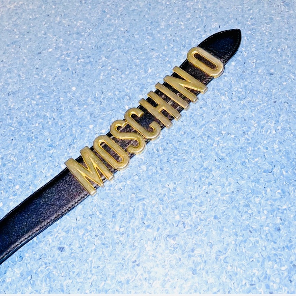 Moschino Belt with Gold Lettering